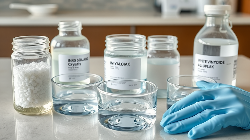 Invisalign aligners soaking in cleaning crystals, white vinegar, and hydrogen peroxide solutions for enhanced invisalign clean