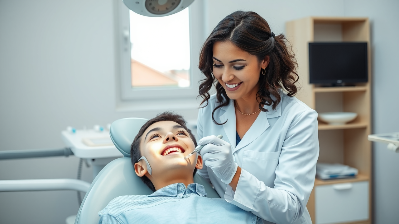 Aspen Dental Conway SC hygienist explaining oral care to patient in bright exam room