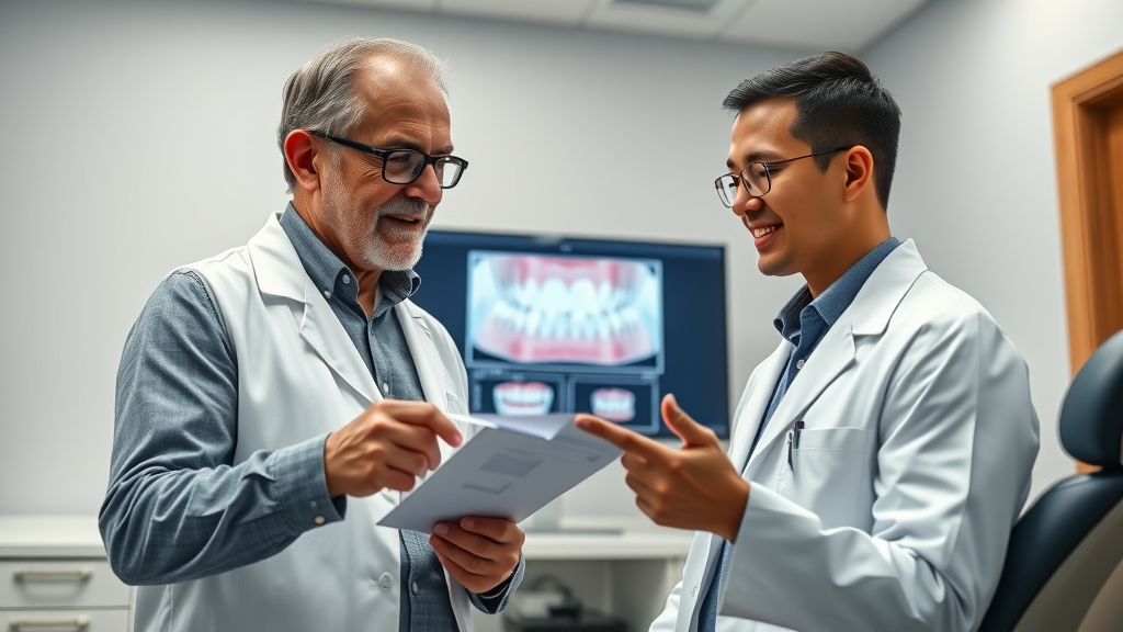 Novus Orthodontics expert discusses 3D dental scan results with adult patient