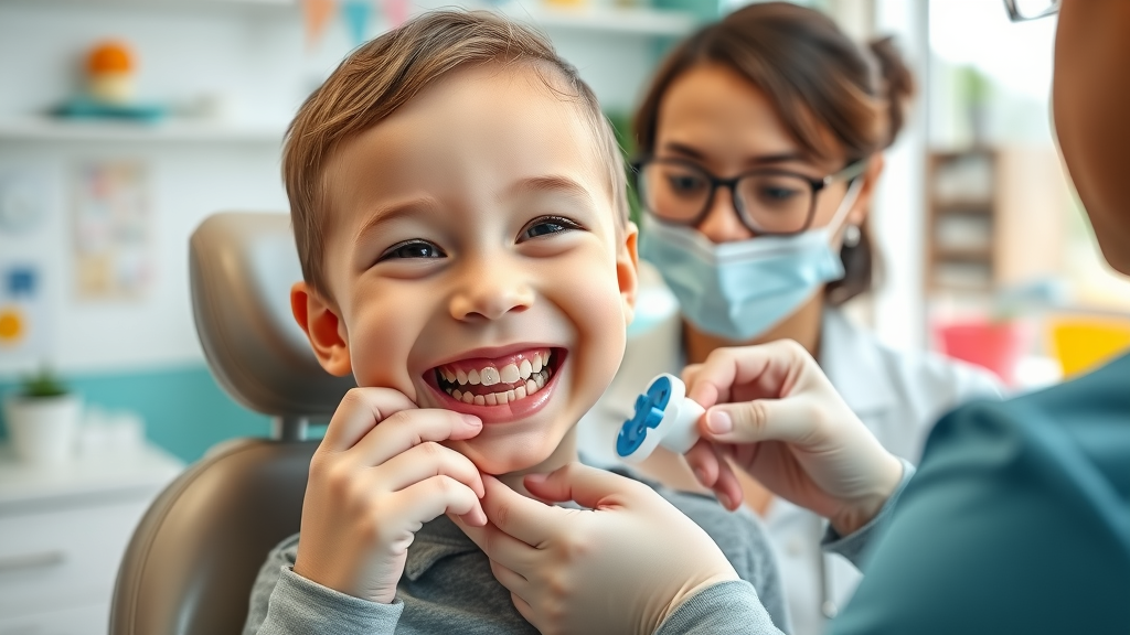 child receiving interceptive orthodontic care with palate expander