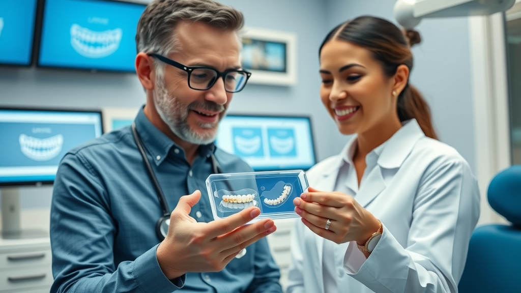 orthodontist explaining Invisalign aligners cost to patient in South Carolina