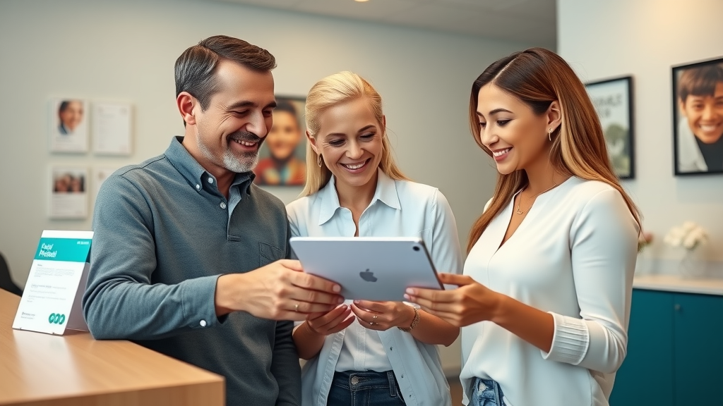 positive couple reviewing braces payment options at Myrtle Beach dental office