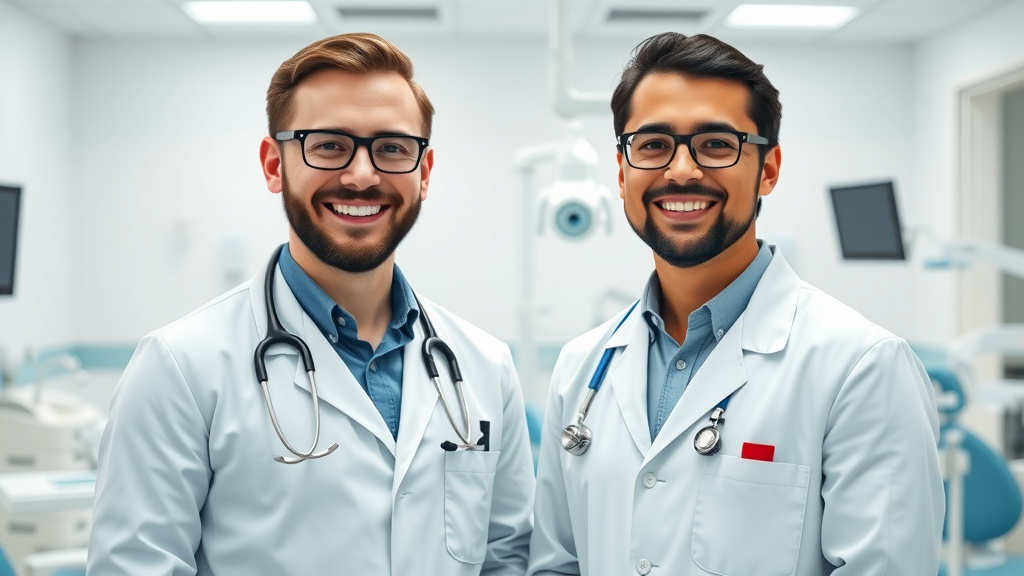 professional board-certified orthodontist and general dentist in modern dental clinic