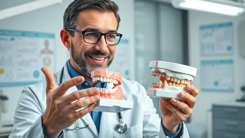 thoughtful orthodontist explaining jaw growth and early orthodontics advantages