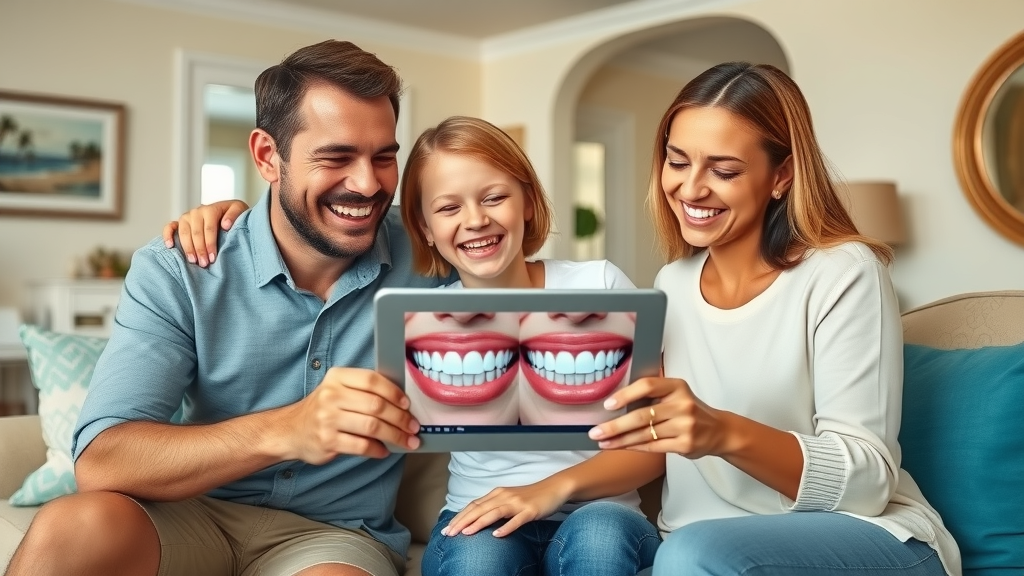 Myrtle Beach family showing before and after teeth braces cost insurance benefit
