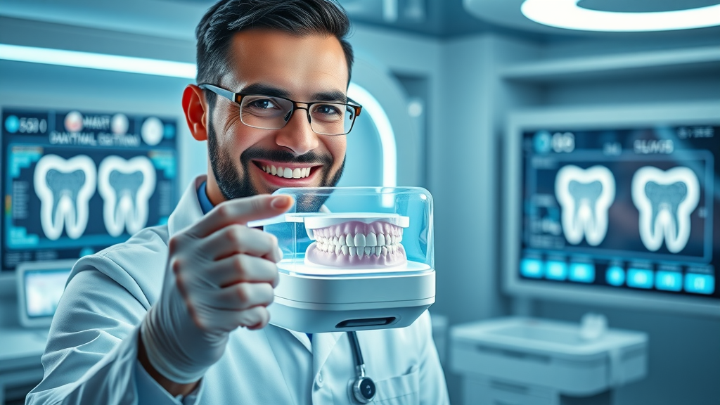Futuristic 3D dental imaging with orthodontist demonstrating advanced technology, orthodontic treatment innovations what does an orthodontist do that a regular dentist doesn’t?