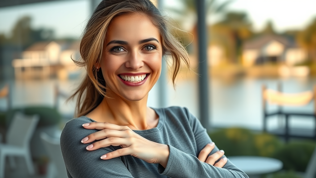 Confident woman smiling after treatment at Carolina Center for Advanced Dentistry Murrells Inlet