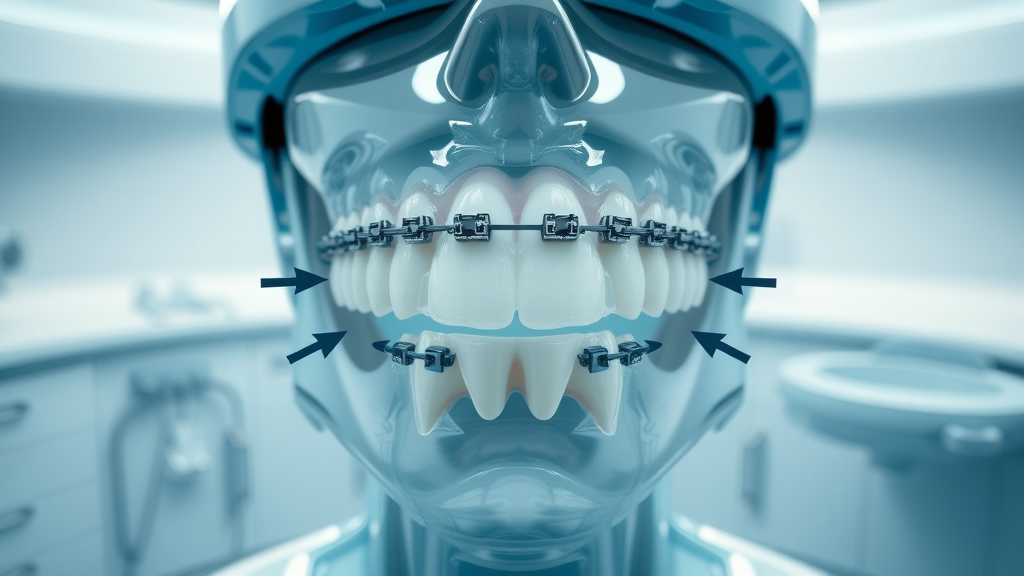 optimistic young adult patient in a modern dental clinic chair, orthodontist explaining digital teeth images, showcasing accelerated orthodontic care