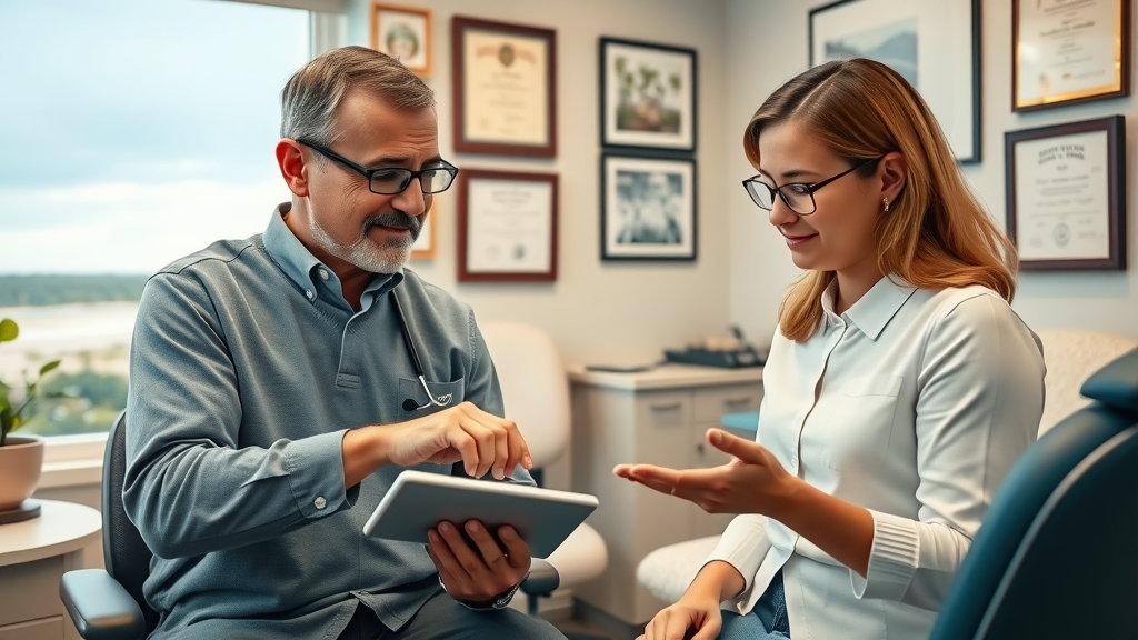 attentive orthodontist consulting with patient in Myrtle Beach orthodontic clinic