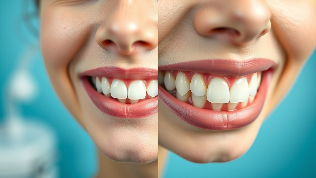 Overbite and underbite before and after orthodontic treatment, improved smile and alignment
