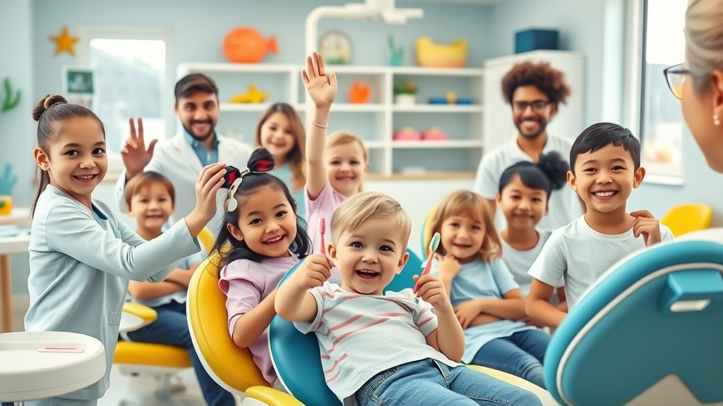 Happy children at oceanside dental and orthodontics clinic with caring staff