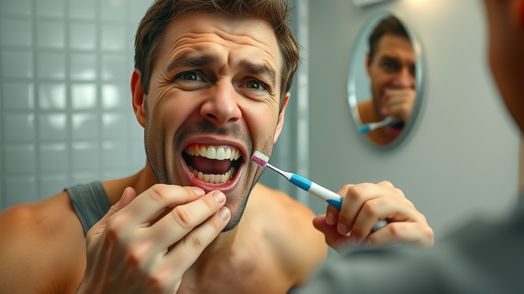 concerned adult inspecting overcrowded teeth and gums, can braces fix crowding or bite issues in adults?