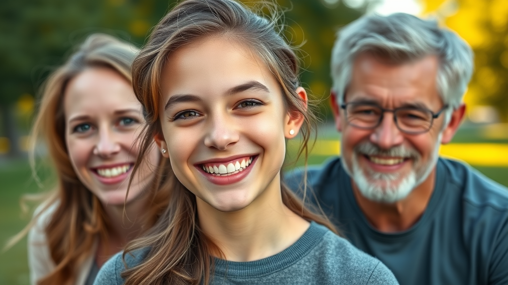 happy teen smiling after early orthodontics helping jaw develop and avoid surgery