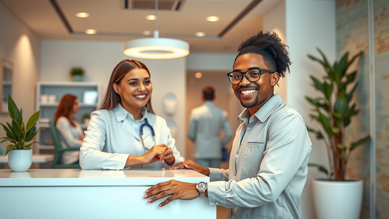 inviting dental clinic reception with friendly staff discussing how much does Invisalign cost in South Carolina
