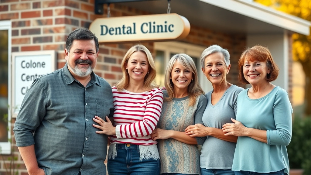 Happy family in Conway SC outside their dental clinic, having benefited from braces payment plans in Murrells Inlet SC