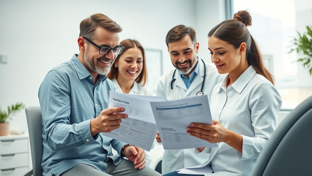 Dental team in Conway SC assisting patient with braces payment plan paperwork