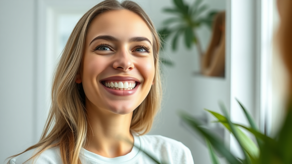 Confident adult patient with clear aligners at Dr. Jen Orthodontics