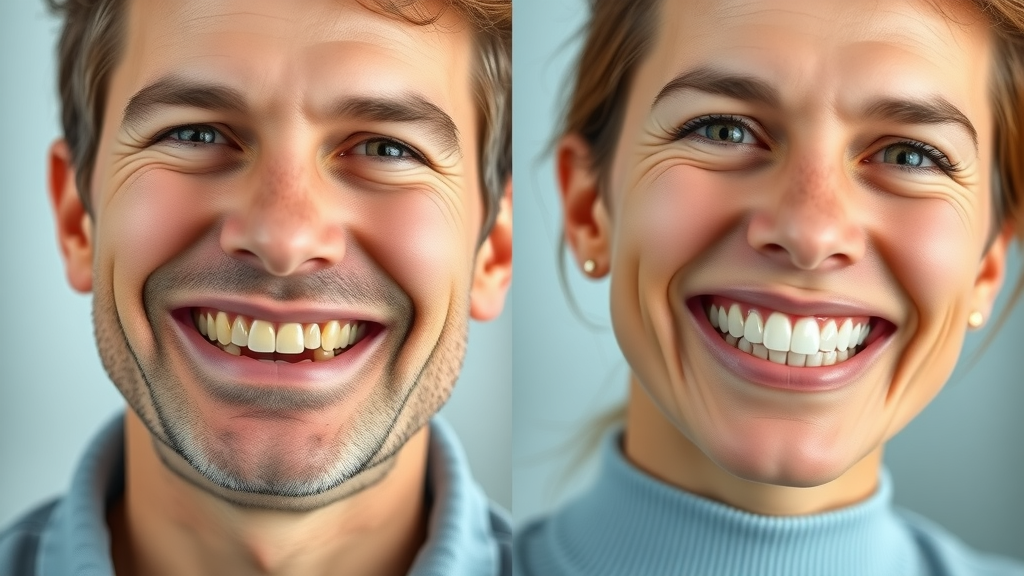 Comparison of an adult with crowded teeth before and after orthodontic treatment for a confident smile
