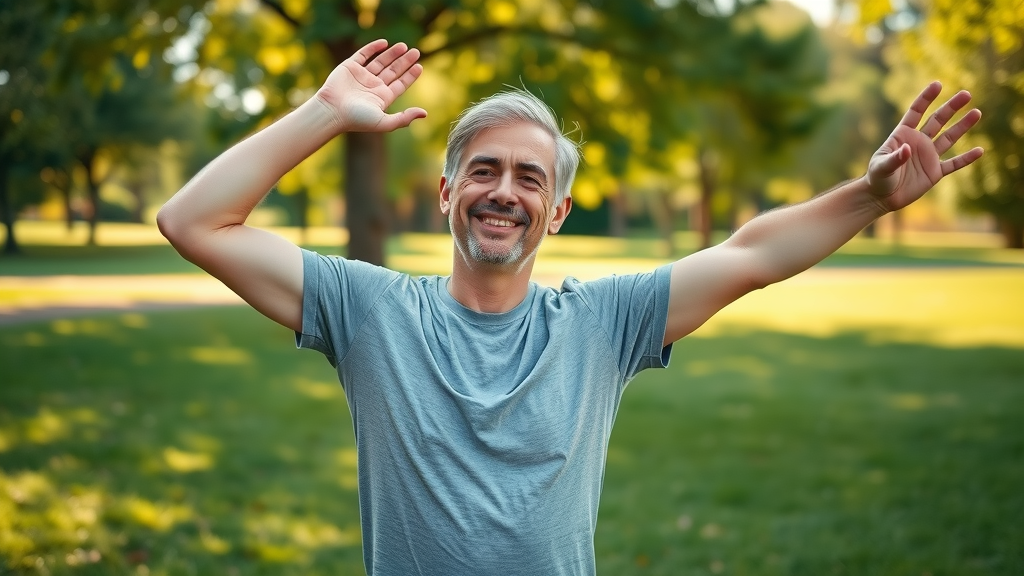 happy adult with improved flexibility from regular chiropractic adjustments