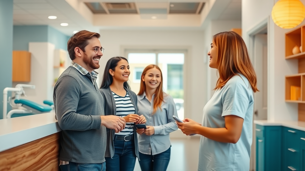 Warm and welcoming orthodontic office lobby, smiling receptionist greeting a family with a teenager – why i chose dr. jen in conway for my teen’s braces