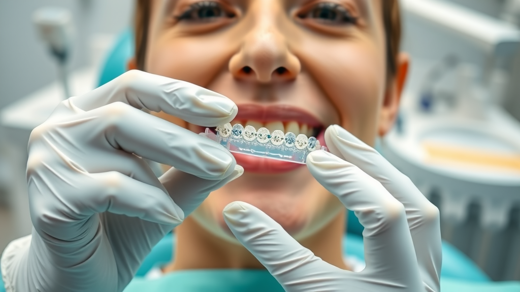 orthodontist adjusting clear aligners to prevent bite issues during Invisalign treatment