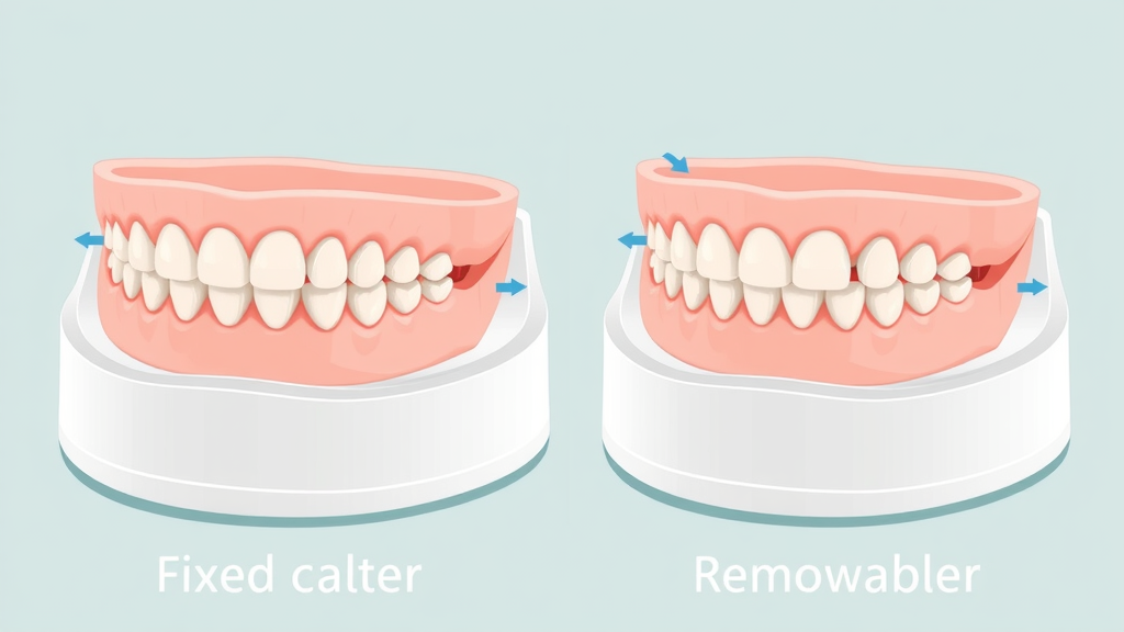 side-by-side comparison of fixed and removable retainers on dental models, types of retainers illustration