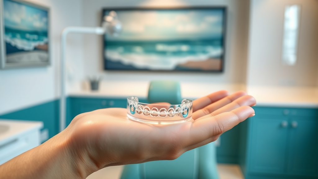 Invisalign clear aligners in hand at Murrells Inlet Dentistry