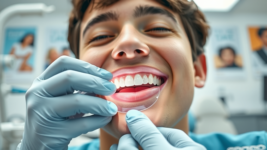Orthodontist adjusting clear aligners, showing benefits of orthodontic treatment compared to mewing
