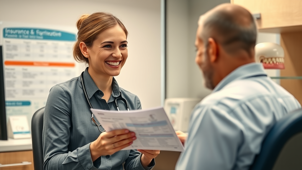Dental office financial consultant explaining braces payment plan options in Myrtle Beach