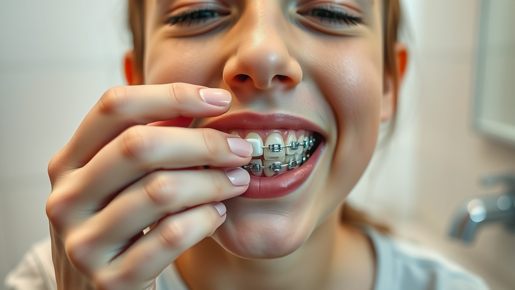 teen applying orthodontic wax to a broken wire or bracket on braces, Pawleys Island emergency care at home