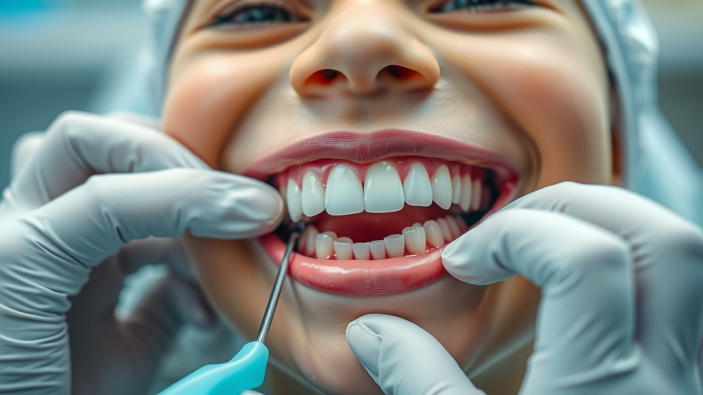 Close-up: A child in Murrells Inlet being gently fitted with a palatal expander, a cornerstone early orthodontic treatment tool for proper dental development.