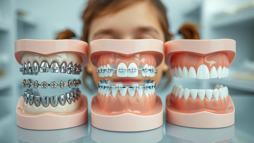 comparison of metal braces, clear aligners, and early orthodontic appliances for children in a clean Pawleys Island dental office