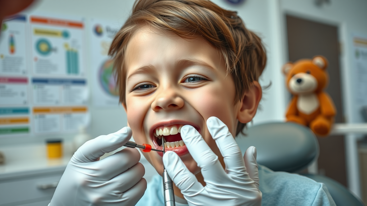 compassionate orthodontist examining a young patient’s teeth during an early orthodontic evaluation in Conway SC
