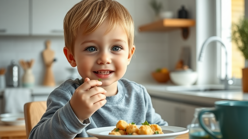 young child at home with new palatal expander eating carefully Myrtle Beach