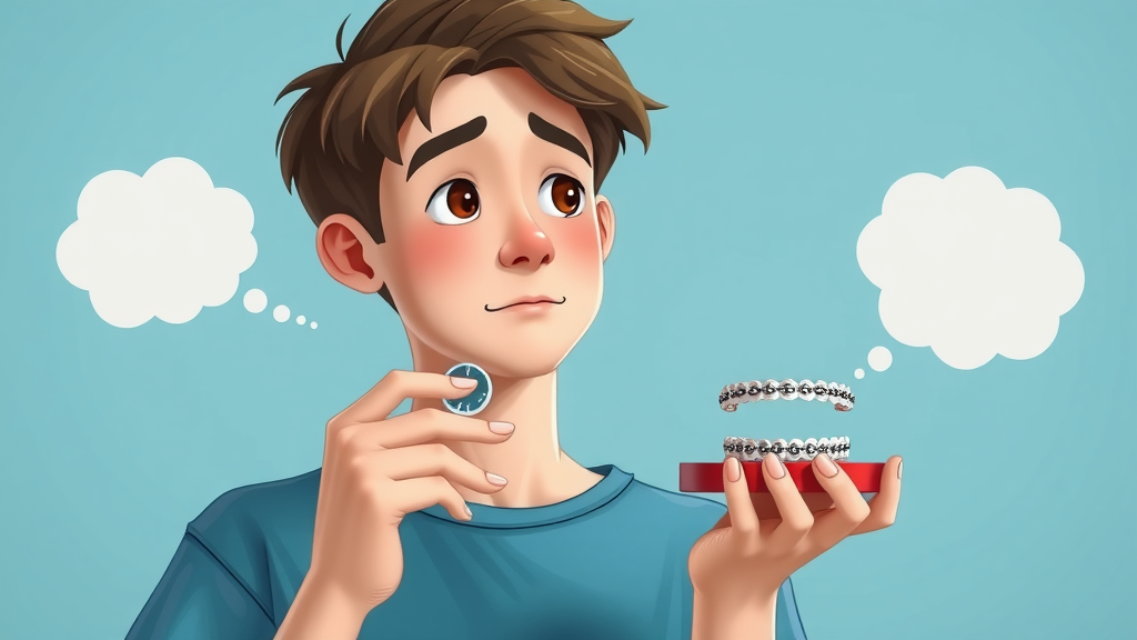Teenager comparing clear aligners and metal braces for long-term results