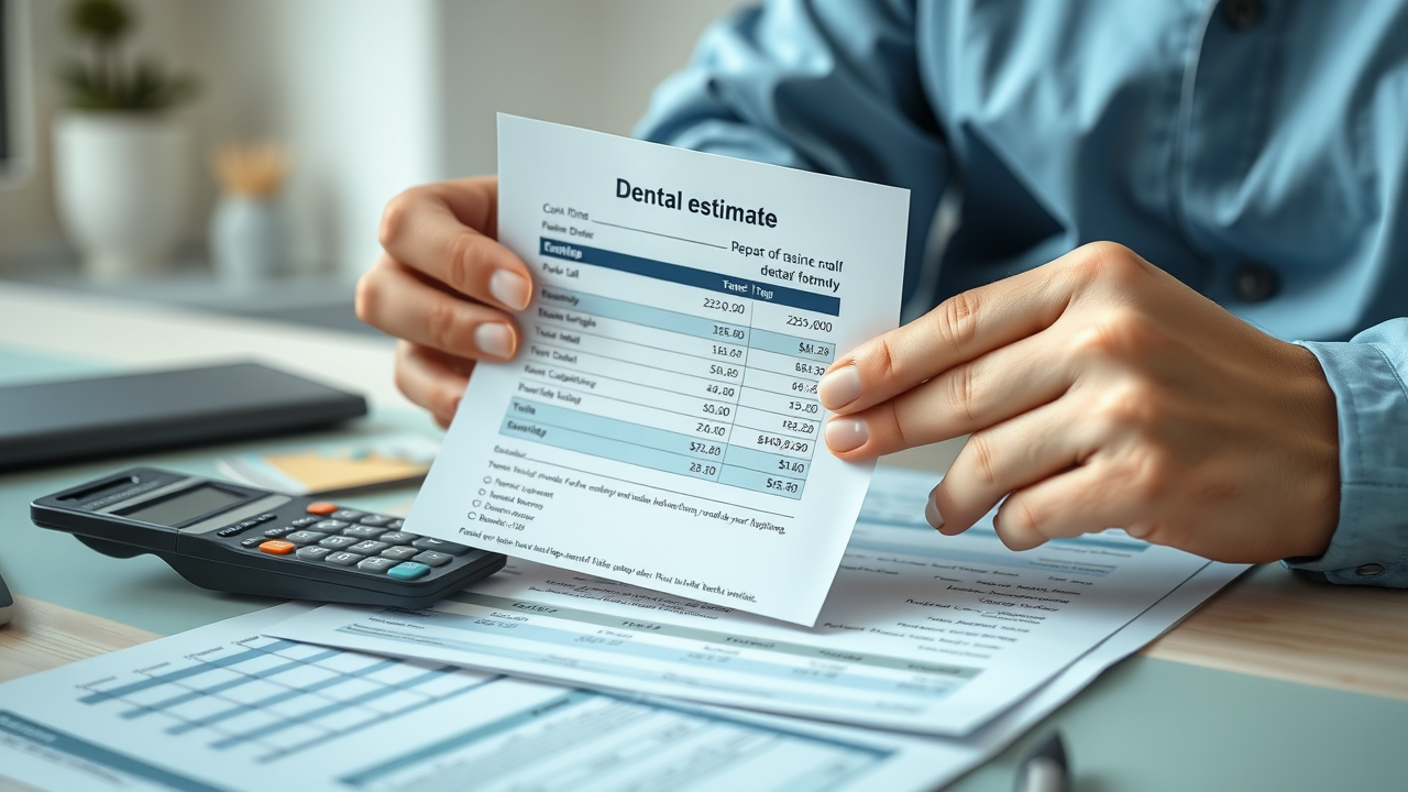Hands holding dental cost estimate and insurance paperwork at Myrtle Beach orthodontic office, representing payment options and planning for treatment.