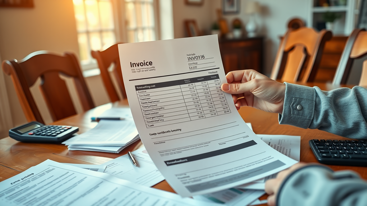 Detailed orthodontic invoice with cost breakdown sheet held by a parent in Conway, SC