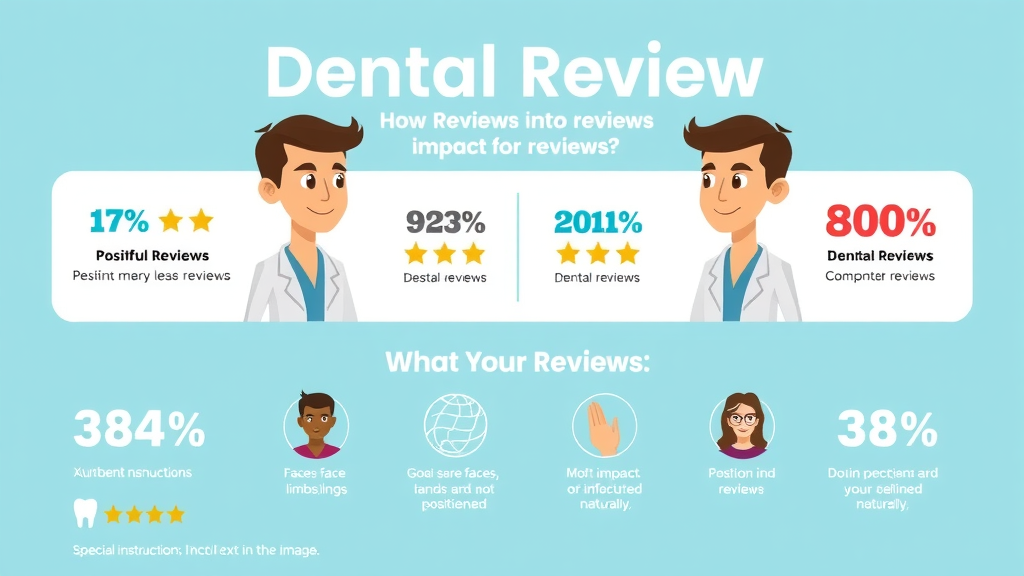 Infographic explaining dental review statistics and impact of positive and negative reviews, clean design with blue and white background.