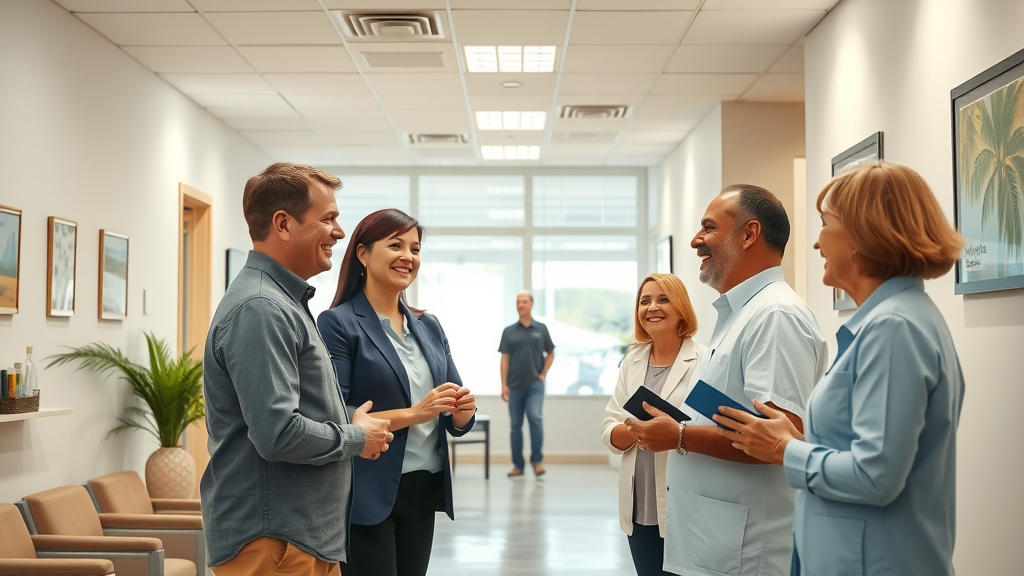 Modern orthodontic office Myrtle Beach, dental staff welcoming patients, braces cost comparison: Myrtle Beach vs. other South Carolina cities