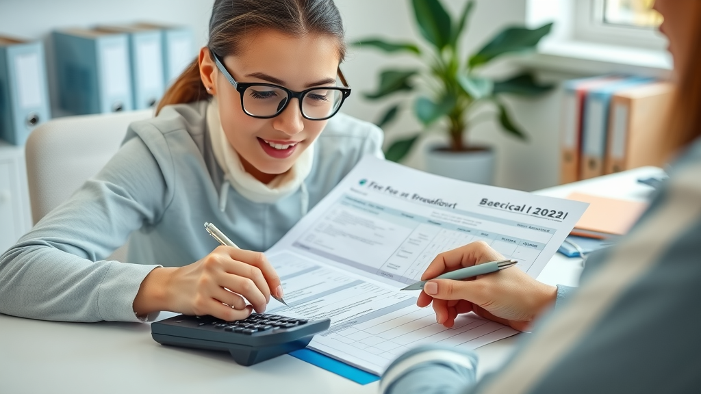 Patient reviewing braces fee breakdown, Myrtle Beach, cost of braces paperwork