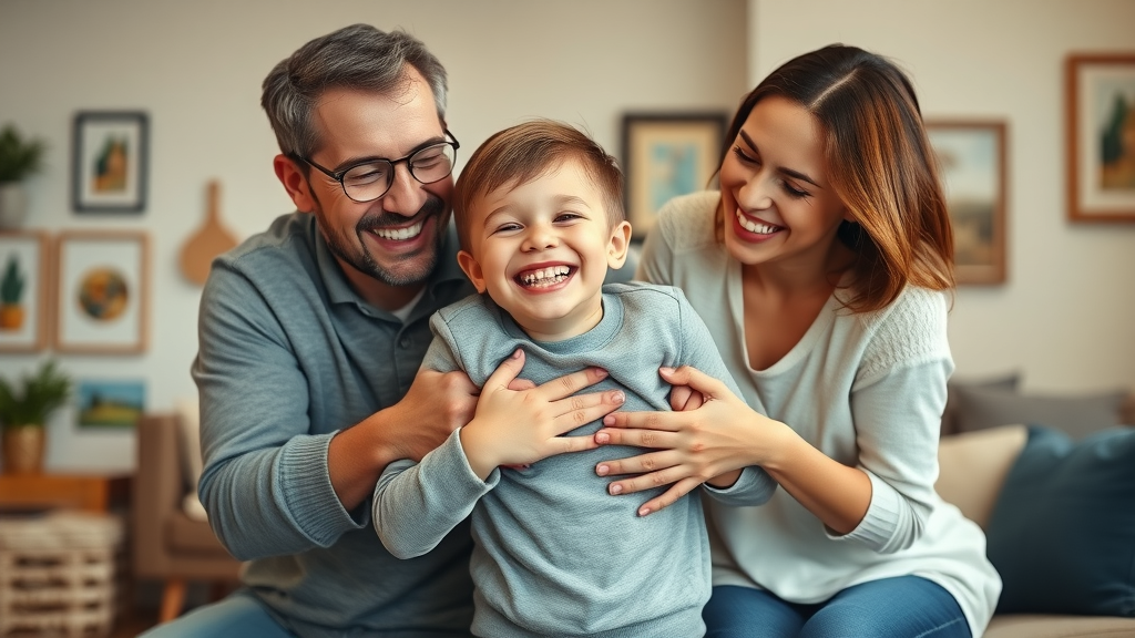 Happy family celebrating child