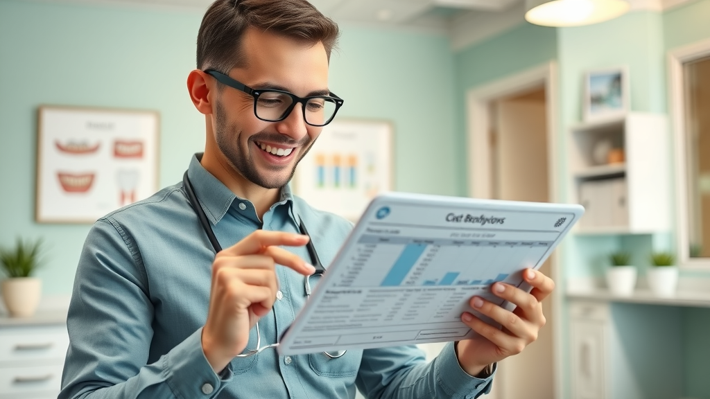 Professional reviewing orthodontic cost options on a tablet at a North Myrtle Beach office