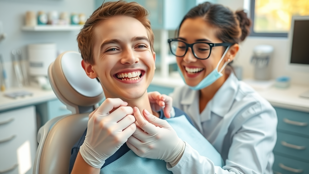 Orthodontist adjusting braces for cheerful patient in Georgetown SC, early orthodontic care and support, georgetown, sc braces process: from consultation to retainers