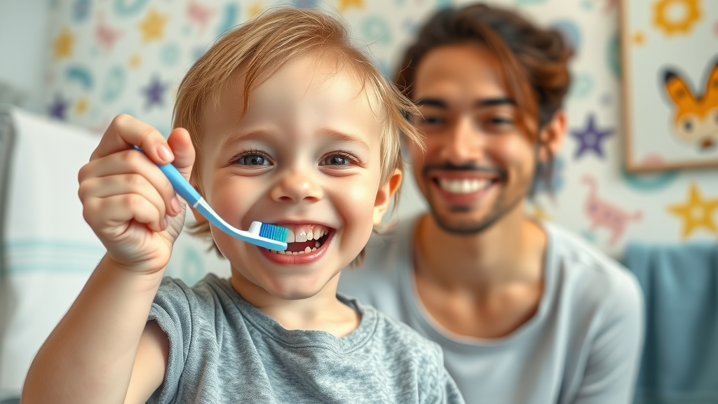 happy child noticeable teeth alignment improvement holding toothbrush parent by side enhanced confidence months 7-12 kids braces journey in Conway