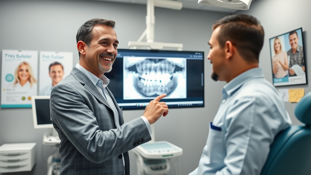 Pawleys Island orthodontist explaining adult orthodontic treatment plan on digital dental scan