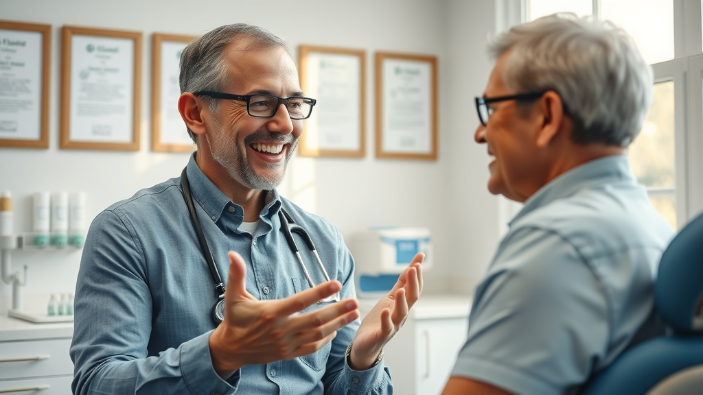 Pawleys Island orthodontic specialist consulting mature adult patient about braces