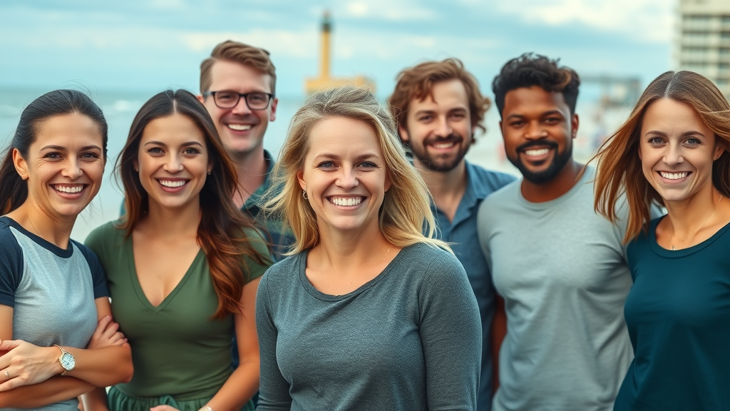 Confident group with perfect smile near Grand Strand, orthodontic treatment success