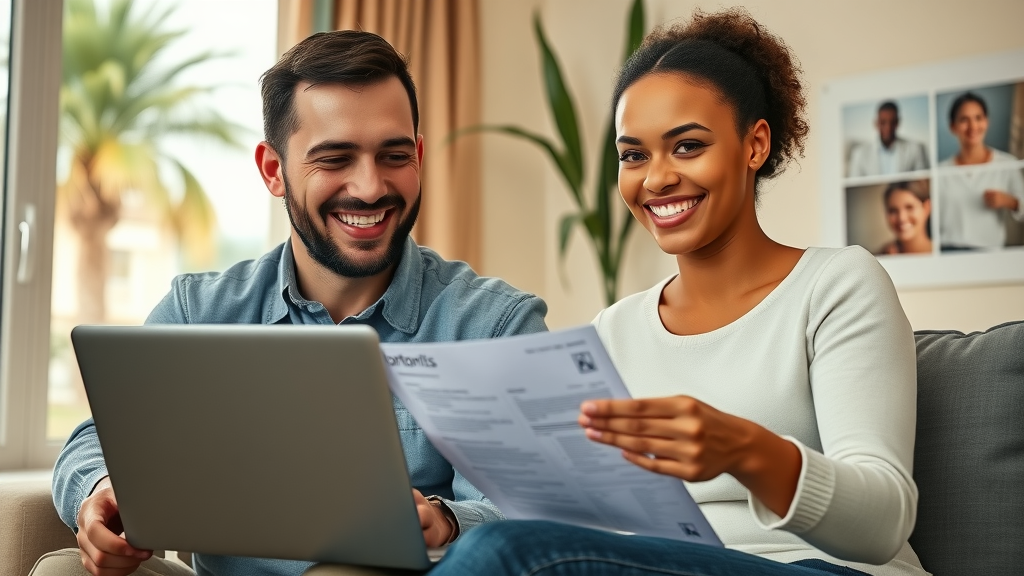 Confident adult couple in the Grand Strand researching orthodontic provider credentials online before choosing a smile transformation clinic