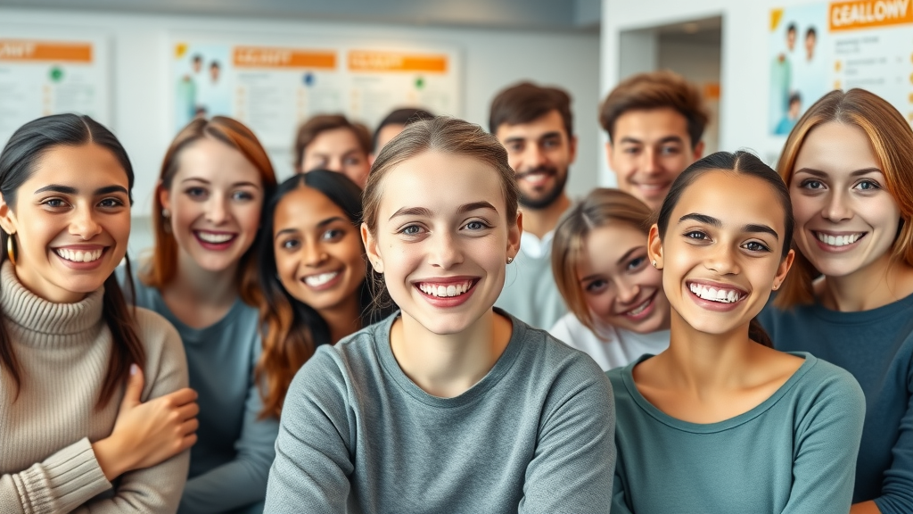 bright, diverse group of smiling adults and teens wearing braces and clear aligners in a modern dental clinic, orthodontist in conway sc what they do