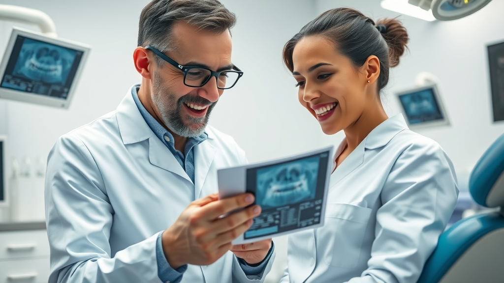 professional orthodontist examining patient x-rays in conway sc dental office, orthodontist in conway sc what they do